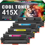 Cool Toner Cartouche de Toner Compatible pour HP 415X 415A 415 W2030X Color Laserjet Pro MFP M479fdw M479dw M479 M454dw M454dn M479fdn M454 W2031X W2032X W2033X (Noir,Cyan,Jaune,Magenta,Pack de 4)