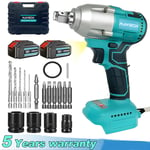 For Makita 18V Battery Impact Wrench Brushless Driver Cordless Rattle Gun Socket