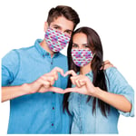 Valentine's Day Face_mask_protection with Love Heart Print, 3 Ply Disposble Face Covering Breathable for Women Men, 50PCS Face Coverings Comfortable Earloops for Women Men