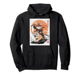 Ninja Cat Riding Tiger - Japanese Samurai Art in Manga Style Pullover Hoodie