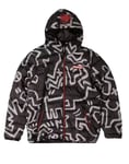 Members Only X Keith Haring Reversible Black Puffer Jacket Hood Size XL