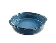 ESPRIT DE CUISINE - Plat À Four Rond En Céramique - Poignées ergonomiques - Émail Résistant Aux Rayures - Facile À Nettoyer - Made In France - 1,4L - 25,6x23,3x5,3cm Extérieur - Bleu Réactif