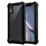 Coque pour Apple iPhone XR en NOIR AULNE Housse de protection Étui 2 en 1 avec bord en silicone TPU et dos en verre acrylique - Neuf