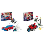 LEGO 76279 Marvel La Voiture de Course de Spider-Man Contre Le Bouffon Vert Venomisé & La Course-Poursuite en Moto : Spider-Man Contre Docteur Octopus