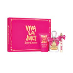 Juicy Couture Viva La Juicy, Coffret Trio Eau de Parfum Spray Vaporisateur pour Femme, Senteur Florale et Fruitée, Parfum de Luxe, Cadeau pour Femme