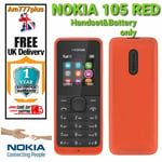 New Nokia 105 SIM Free Unlocked Mobile Phone Cheap Basic Red-1 YEAR WARRANTY