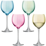 LSA PZ03 Lot de 4 verres à vin Polka, 400 ml, couleurs pastel assorties