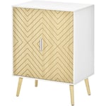 Homcom - Buffet meuble de rangement design scandinave 2 portes avec étagère dim. 60L x 40l x 80H cm mdf panneaux particules blanc portes motif