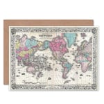 1852 Colton'S Map The World On Mercator'S Projectio Blank Greeting Card