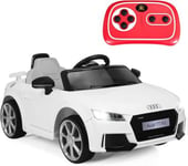 Audi TT RS Voiture Electrique Enfants Klaxon Musique Phare LED Pousser pour Enfants Double Porte Télécommande Blanc