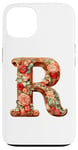 Coque pour iPhone 13 Monogrammed Christmas Floral Initial R Gingerbread Letter R