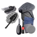 Outil de lavage de voiture, brosse de lavage de voiture, ensemble de 9 pièces, brosse de pneu de voiture, brosse de moyeu de roue, gants de lavage de