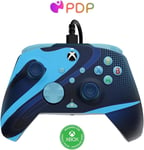 Manette Filaire Rematch Jolt Bleu Brillante dans le noir PDP pour Xbox Series