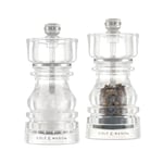 Cole & Mason London Acrylic Salt and Pepper Mill Set, 130mm, Precision+ Carbon/Ceramic Mechanisms, Salt and Pepper Grinders with Adjustable Grind, Gift Set