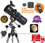 Celestron AstroMaster 114EQ-MD with Phone Adaptor and Motor Drive (UK Stock)