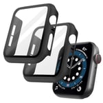 OFFCUP 2pcs PC Coque Compatible avec Apple Watch Serie 6 SE Serie 5 4, 40mm Protection Écran Case Ultra Mince Verre Trempé Noir pour iWatch Serie 6 SE Serie 5 4