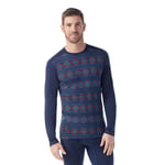 Smartwool Men's Classic Thermal Merino Base Layer Crew Boxed Deep Navy Paths Crossed, L