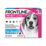 FRONTLINE Tri-Act Chien - Anti Puces, Tiques, Moustiques, Phlébotomes & Mouches - Traitement Radical En 6h - chien Moyen De 10 à 20 kg -Fabriqué En France- 3 Pipettes Application Spot On