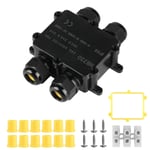 Boite de Derivation Etanche Exterieur IP68, 4 Voies Boite Etanche Electrique Exterieur, Boite Derivation Etanche, Boîte de Jonction étanche IP68 pour Câbles électriques Ø 4mm -14mm, Noir