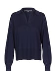 Siva Knit Collar Navy Second Female