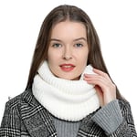 DonDon Écharpe femme hiver Écharpe en laine Écharpe tube snood Tour de Cou Cache cou - Blanc