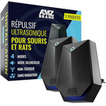 AMZ BRAND Répulsif Ultrasonique pour Souris 2 Pack - Anti-Rats - 4 Modes de Fonctionnement - Mode Silencieux - Non-Toxique - Efficace Contre Les Souris et Les Rats - sans Radiation