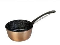 WECOOK! Professional Induction Saucepan 14 cm, Milk Pan, Ecological Non-Stick Stone Without PFOA, Forged Aluminium, 2.8 mm Thick, Copper, Stainless Steel Handle, Vitro Ceramic, Gas, Oven