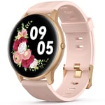 AGPTEK Smart Watches for Women, 5ATM Waterproof Swimming Watch Fitness Tracker, Smartwatch for Android iOS iPhones Support Heart Rate Sleep Monitor, Pedometer, Female Health Tracking, Rose Gold