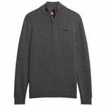 Superdry Pull En Maille Pour Homme - Henley, Essential Emb Knit Henley, Pull, Logo, Fermeture Éclair Vert Xl (X-Large)