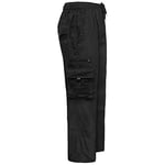 NEW MENS ELASTICATED TROUSERS CARGO COMBAT FULL LENGTH SUMMER WORK JOGGING PANTS[Black ,XL]