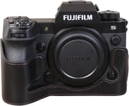 Fuji XH2S/X-H2S Étui en cuir PU-Étui prorectif demi-corps inférieur-Compatible avec les appareils photo numériques Fuji XH2S/X-H2S-Noir