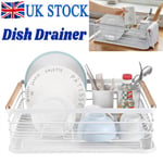 Dish Rack Drainer with Drip Tray and Cutlery Holder Anti Rust White Calitek