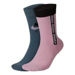 Nike Sneaker Sox Essential Crew Socks 2 Pack UK 8 - 11 EUR 42 - 46 Pink Green