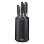 Joseph Joseph Elevate Knives 5-piece Carousel Set, Japanese Stainless Steel Knife Block - Editions - Sage Green and Black