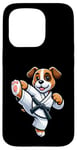 Coque pour iPhone 15 Pro Dessin animé Boxer Chien Arts Martiaux Kick