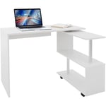 Ml-design - Bureau d'Angle Pivotant 90°, Forme de l, 150x88x75 cm, mdf Blanc Brillant, Combinaison Bureau d'Angle/Table de Travail d'Ordinateur pc, 4