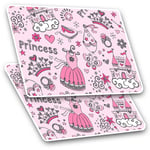 2 x Rectangle Stickers 7.5 cm - Pink Pretty Princess Drawings Cool Gift #13104