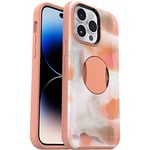 OtterBox OtterGrip Symmetry Series Coque pour iPhone 14 Pro Max – Pêches (Orange), poignée intégrée, Coque élégante, se clipse sur MagSafe, Bords surélevés pour protéger l'appareil Photo et l'écran