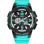 JTTM Mode Montre Femmes 50M Etanche Outdoor Sport Multifonctionnel LED Digitale Analogique Quartz LED Double Temps Plastique Montres Bracelet Et Caoutchouc Ruban,Lake Blue