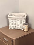 Small Wicker Willow Storage Basket With Cloth Lining 28 x 20 x 21 cm