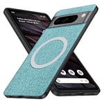 Galful Magnétique Coque pour Google Pixel 8 Pro Housse Telephone Tissu,Mat Étui Housse de Protection en Silicone Souple Antichoc Anti Rayures Anti-Empreintes Digitales Fine Case-Vert