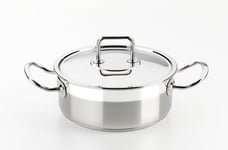 BRA Professionnel - Casserole Professionnelle Inox 18/10 avec Couvercle 18 cm, Compatible Tous Feux Dont Induction