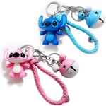 Set med 2 stygn nyckelringar, Lilo och Stitch nyckelring, Stitch nyckelring, disney stitch nyckelring, souvenirgåvor flickor pojkar leksak docka nyckelring för barn