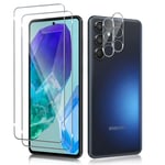 Funrae Verre Trempé pour Samsung Galaxy M55 5G avec Caméra Arrière Protecteur [2+2 Pièces], Dureté 9H [Sans Bulles] [Ultra HD] Ultra Résistant Film Vitre Trempé Protection écran [Transparente]