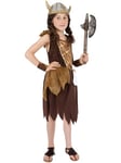 Smiffys Viking Girl Costume, Brown with Dress & Wristcuffs, Girls Fancy Dress, Viking Dress Up Costumes