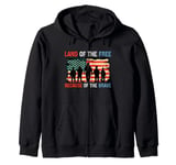 Land of the Free Because of the Brave Memorial Veterans Day Zip Hoodie