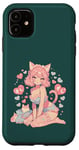 Coque pour iPhone 11 Anime Cat Girl Manga Hearts Kawaii Cute Holiday Valentines