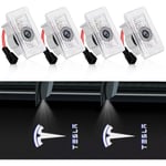 4PCS Tesla Puddle Lights Billampor för bildörrar Logoprojektor, Ultra-Bright LED 3D Laser Ghost Shadow Light, Hövlighetsljus för Model 3 Y S X Tillbehör