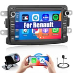 Hikity Autoradio Android13 pour Renault Dacia Sandero Duster Logan Dokker Captur Carplay sans Fil Android Auto 7'' Poste Radio avec GPS Bluetooth FM RDS Hi-FI WiFi SWC Caméra de Recul