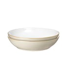 Denby - Linen Cream White Pasta Bowls Set of 4 - Dishwasher Microwave Safe Crockery - Ceramic Stoneware Tableware Natural Tones